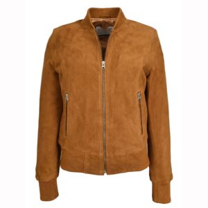 Faye Damen Wildleder Bomberjacke in Cognac