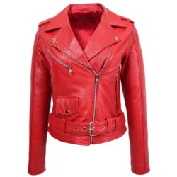 Damen Biker Lederjacke Mia in Rot