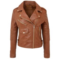 Remi Biker-Lederjacke für Damen in Hellbraun