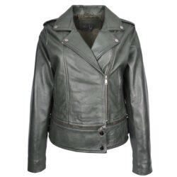 Bianca Damen Biker-Lederjacke 2-in-1 Cropped Grün