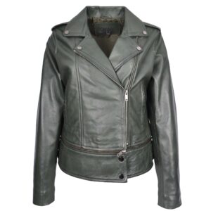 Bianca Damen Biker-Lederjacke 2-in-1 Cropped Grün