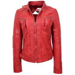 Damen Biker-Lederjacke Annie Rot