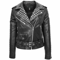 Damen Bikerjacke Heidi aus Echtleder Schwarz