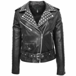 Damen Bikerjacke Heidi aus Echtleder Schwarz