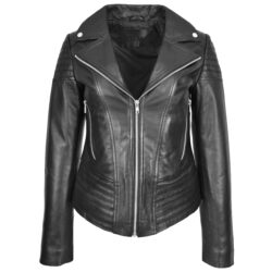 Emily Damen Biker Lederjacke Schwarz