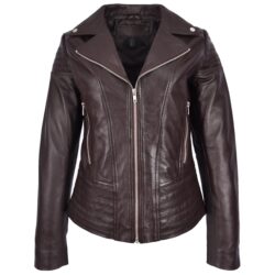 Damen Biker-Lederjacke Emily Braun Tailliert