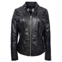 Damen Biker-Lederjacke Connie Schwarz