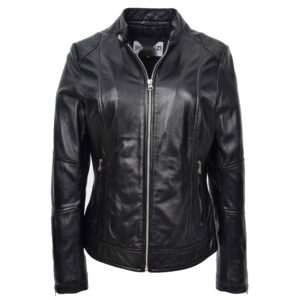 Damen Biker-Lederjacke Connie Schwarz
