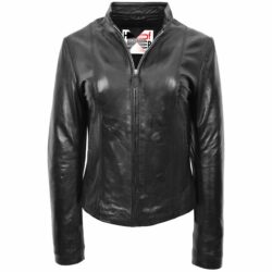 Zoe Damen Leder Bikerjacke Schwarz