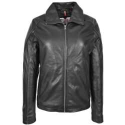 Camila Damen Lederjacke Klassisch Schwarz