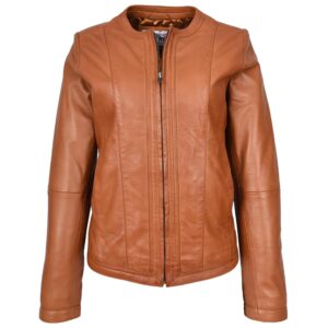 Clara Damen Lederjacke in Tan – Schlanker Schnitt