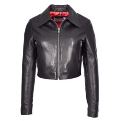 Damen Leder-Bustier-Bolero Jacke Cleo Schwarz