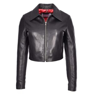 Damen Leder-Bustier-Bolero Jacke Cleo Schwarz
