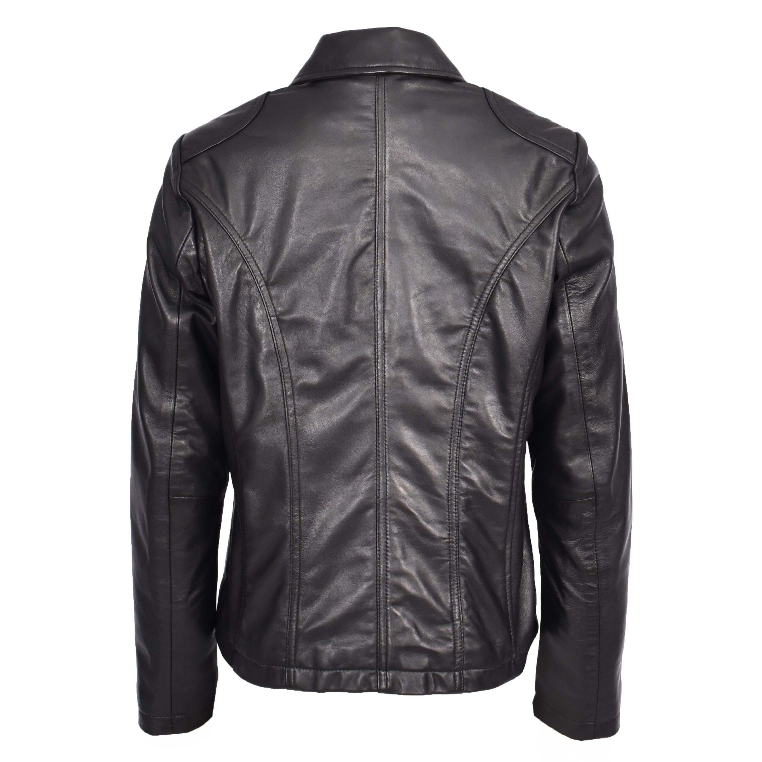 Damen Lederblazer Gracie Schwarz mit zwei Knöpfen - Image 2