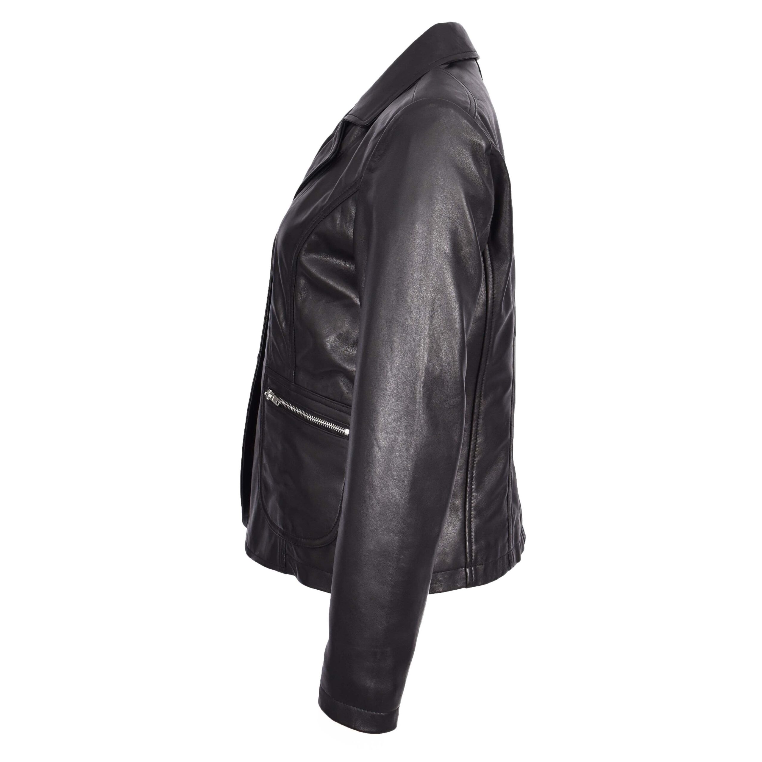 Damen Lederblazer Gracie Schwarz mit zwei Knöpfen - Image 6