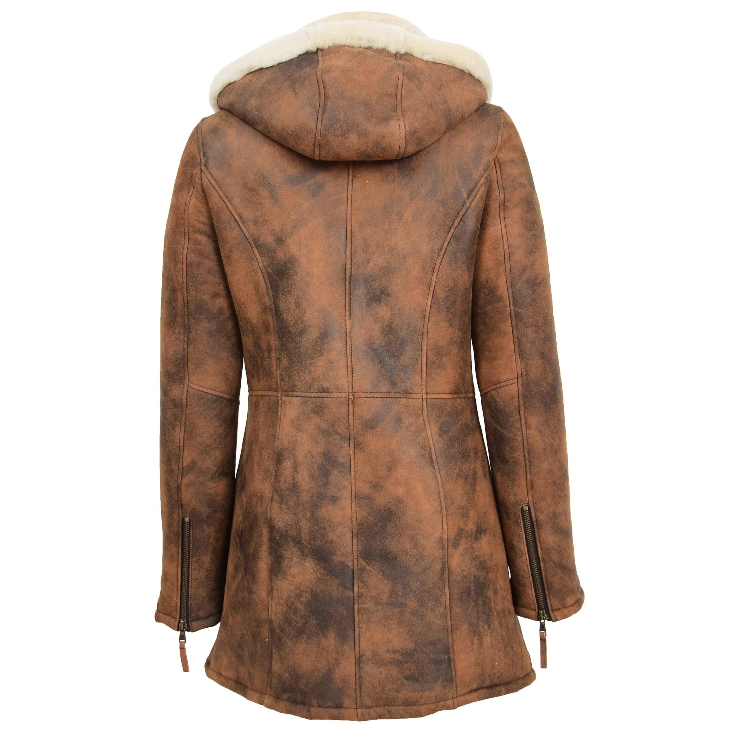 Damen Dufflecoat aus Lammfell in Vintage Braun - Image 2