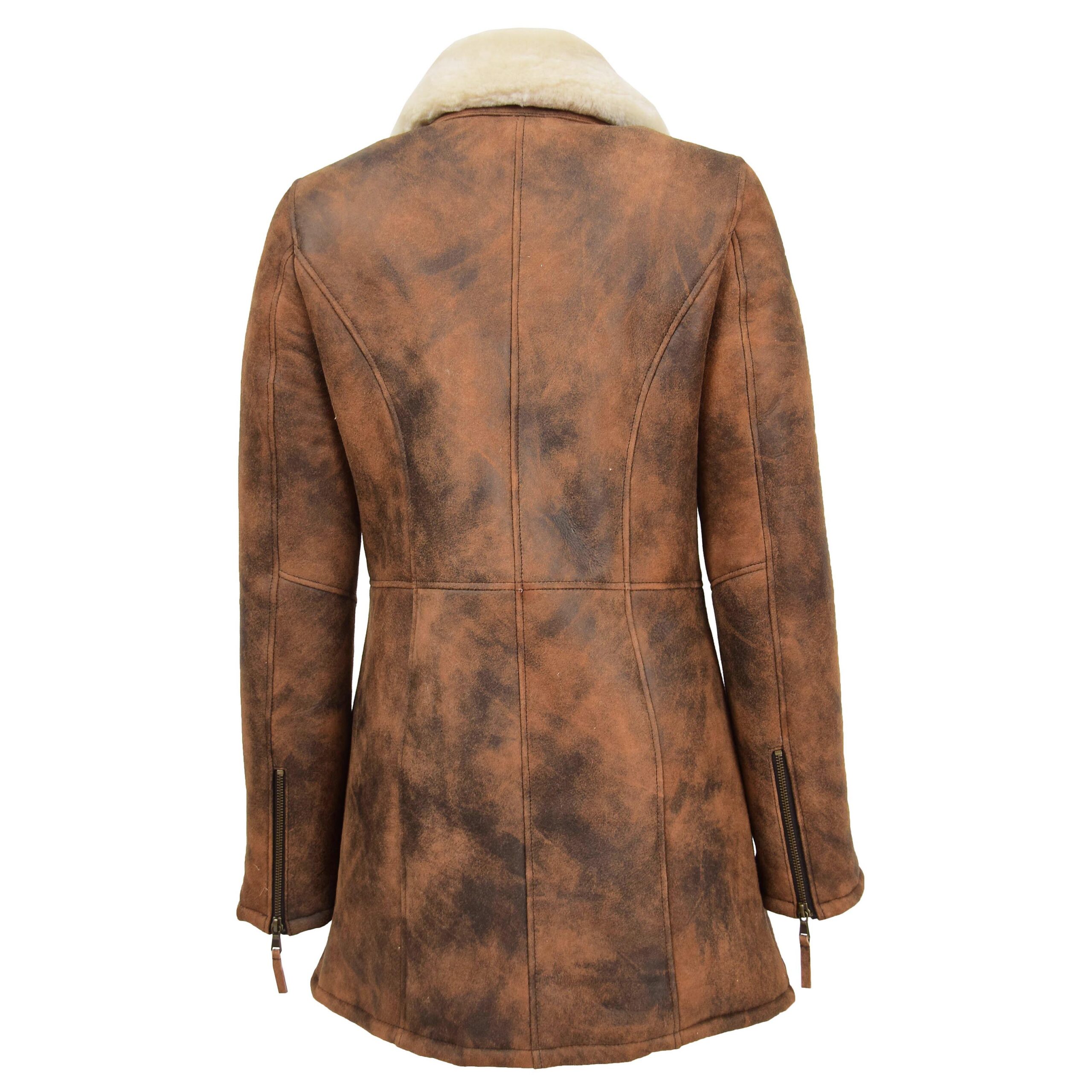 Damen Dufflecoat aus Lammfell in Vintage Braun - Image 3