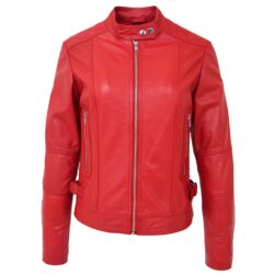 Damen Biker-Lederjacke Ruby Red