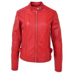Damen Biker-Lederjacke Ruby Red