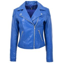 Damen Bikerjacke Anna aus Leder in Blau
