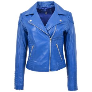 Damen Bikerjacke Anna aus Leder in Blau