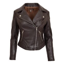 Damen Bikerjacke Anna aus Glattleder in Braun