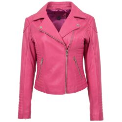 Damen Bikerjacke Anna in Pink mit Reißverschluss
