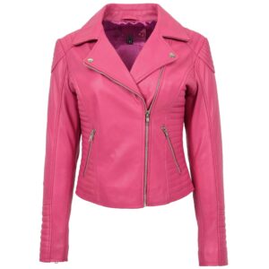 Damen Bikerjacke Anna in Pink mit Reißverschluss