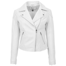 Damen Bikerjacke Anna aus Leder in Weiß