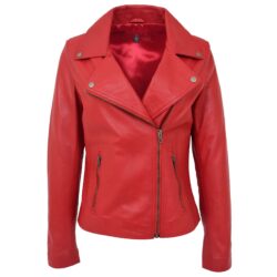 Damen Bikerjacke Lola in Rot mit Reißverschluss