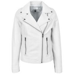 Damen Bikerjacke Lola aus Leder in Weiß