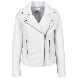 Damen Bikerjacke Lola aus Leder in Weiß