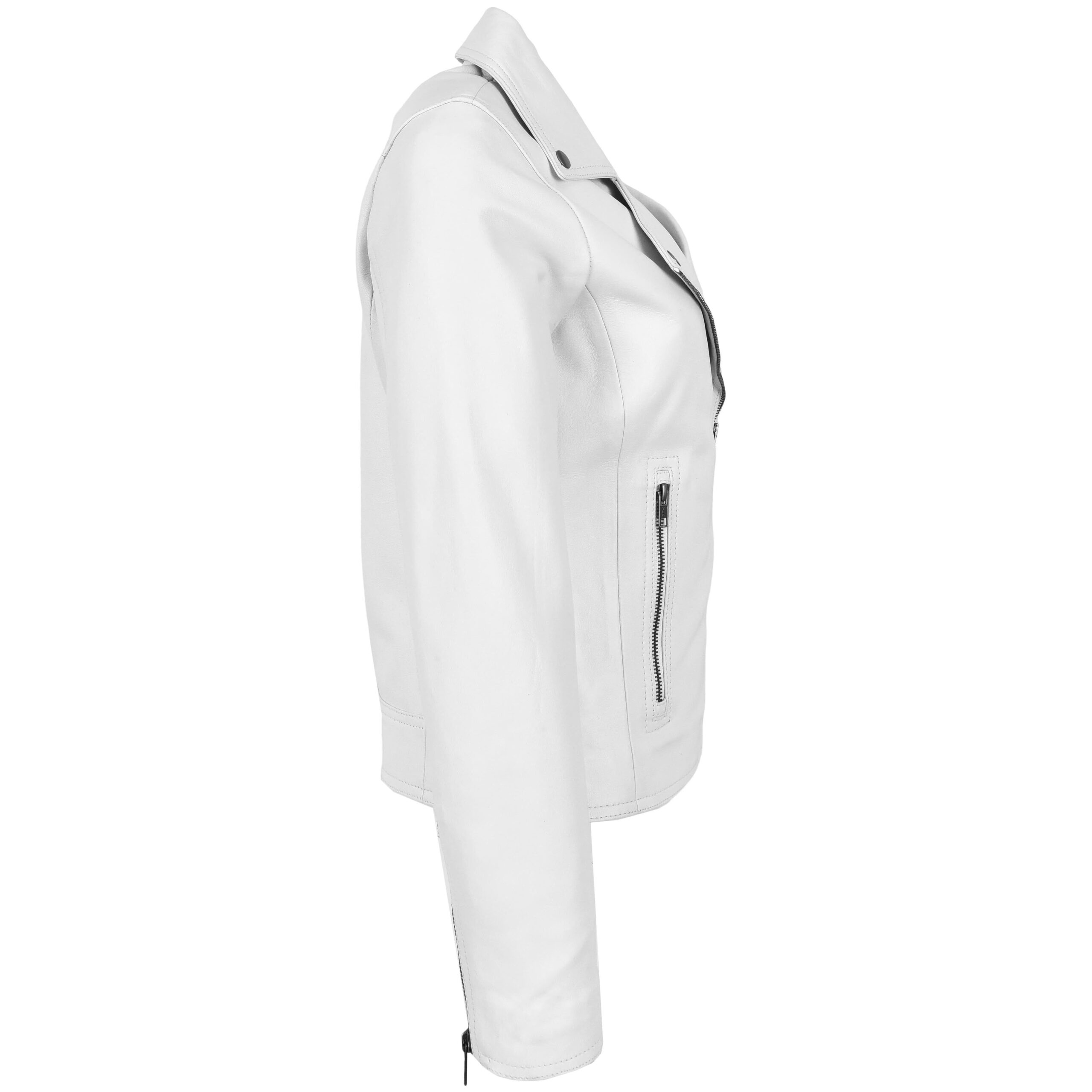 Damen Bikerjacke Lola aus Leder in Weiß - Image 6