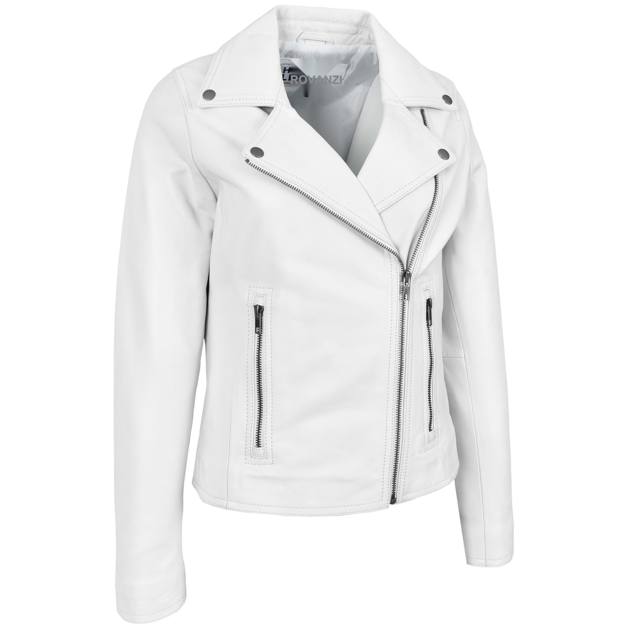 Damen Bikerjacke Lola aus Leder in Weiß - Image 5