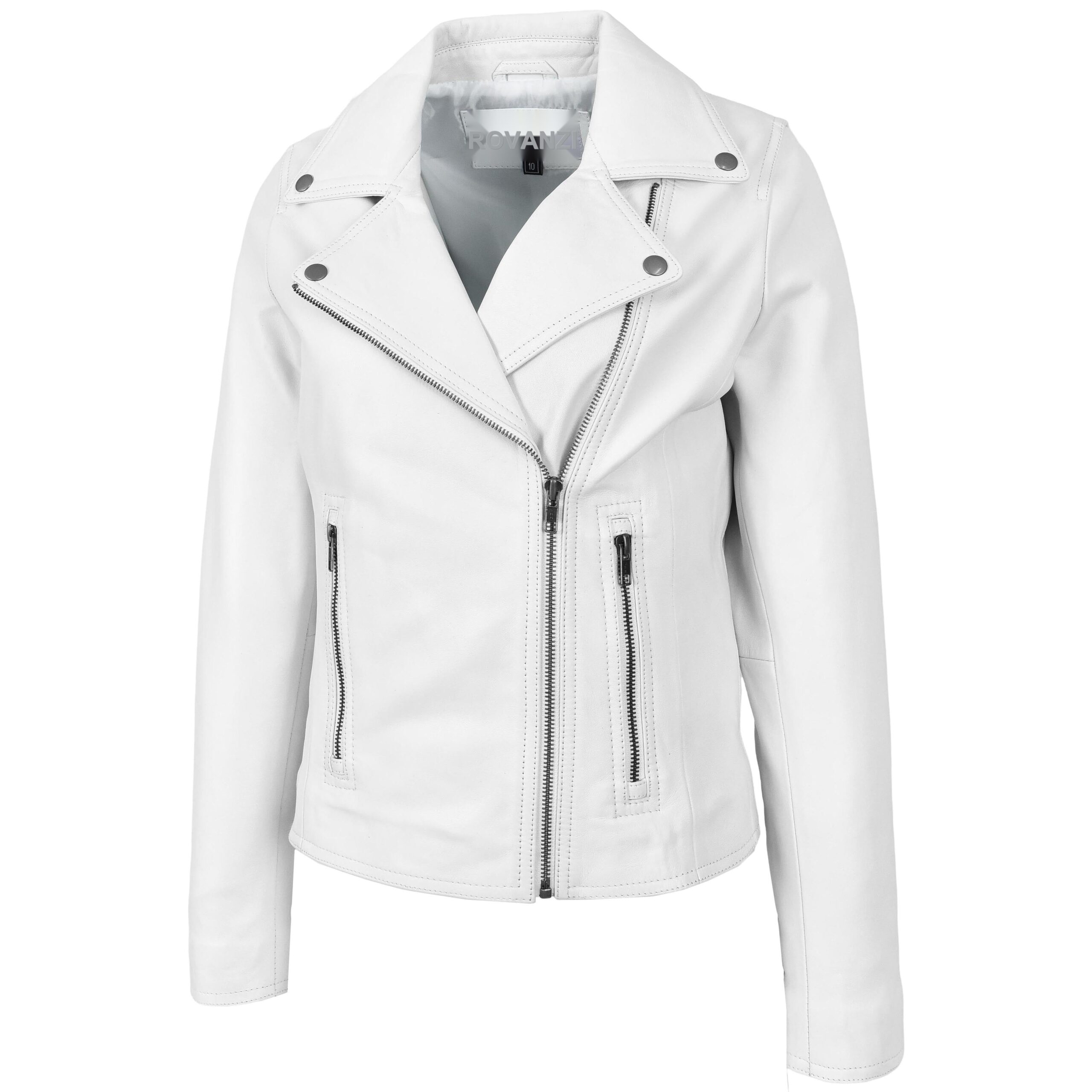 Damen Bikerjacke Lola aus Leder in Weiß - Image 3