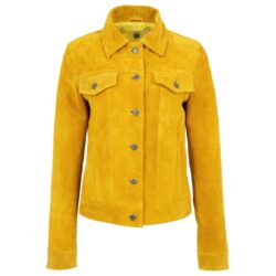 Alma Damen Velourslederjacke im Trucker-Stil Gelb