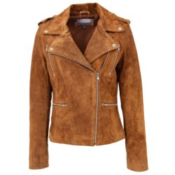 Skylar Damen Bikerjacke aus Veloursleder in Tan